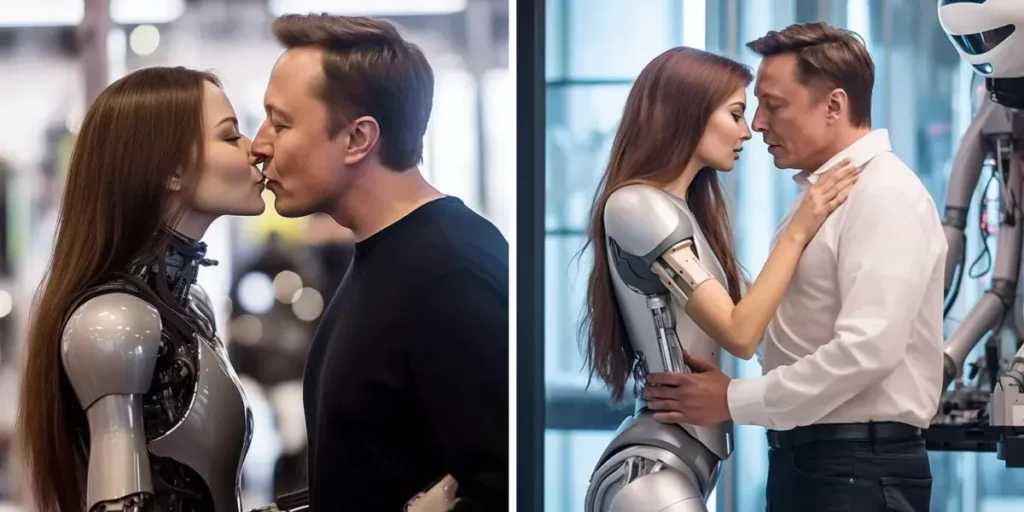 The Story Behind 'Elon Musk Kissing a Robot' 1 Viral Photos of Elon Musk Kissing a Robot